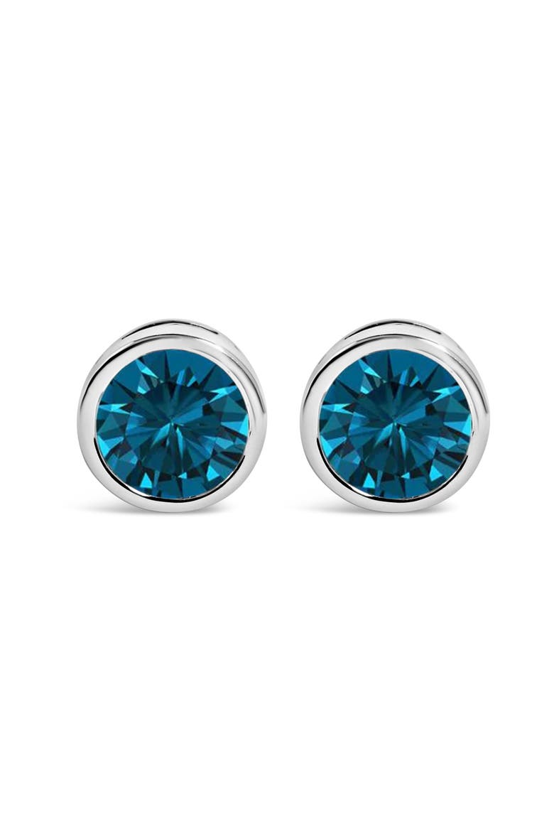 14K White Gold 2.0 Cttw Bezel Set Lab Grown Blue Diamond Solitaire Stud Earrings, Main, color, White Gold