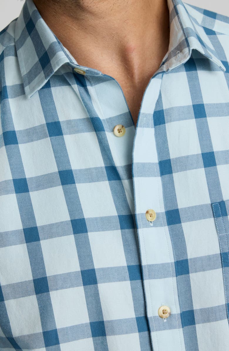 UNTUCKit Hartmann Windowpane Check Cotton Flannel Button-Up Shirt, Alternate, color, Light Blue Navy