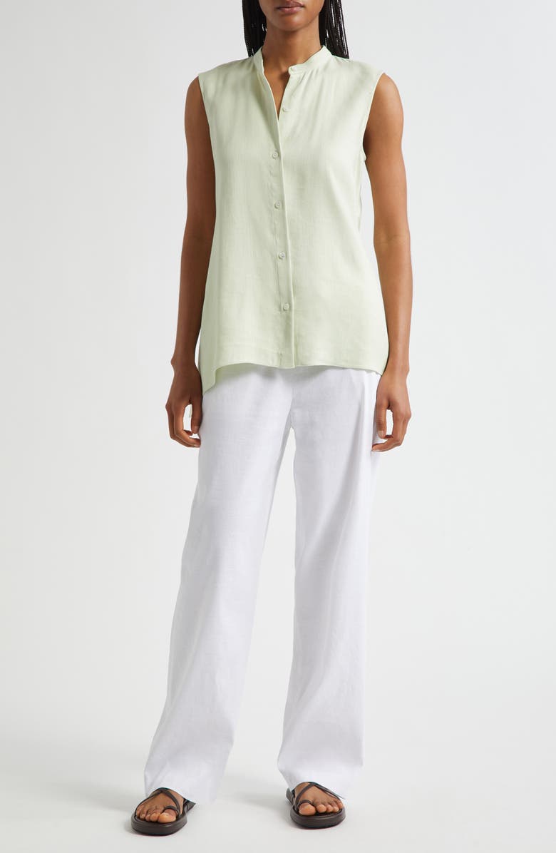 Theory Asymmetric Drape Sleeveless Top, Alternate, color, Aloe