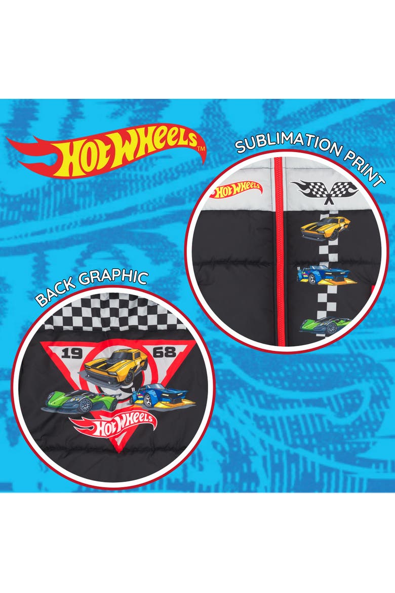 Racing Hooded Puffer Jacket, Alternate, color, Black Checkerboard