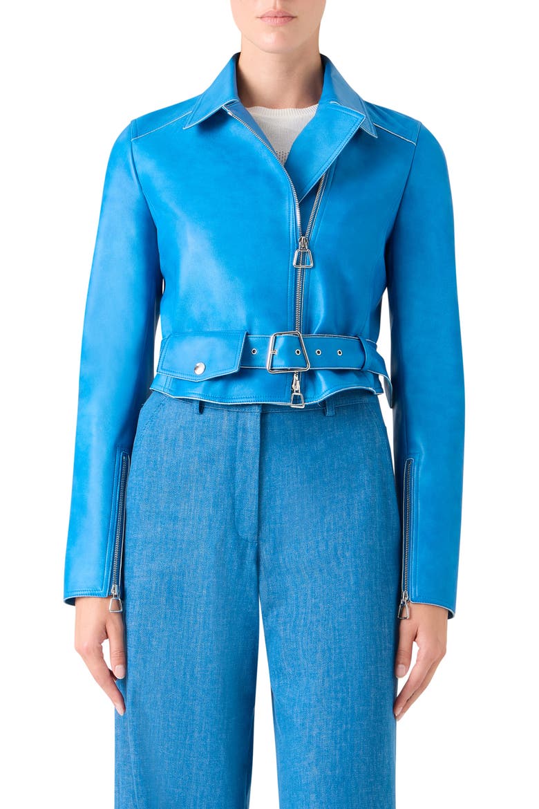 Avril Lambskin Leather Biker Jacket, Main, color, TWILIGHT