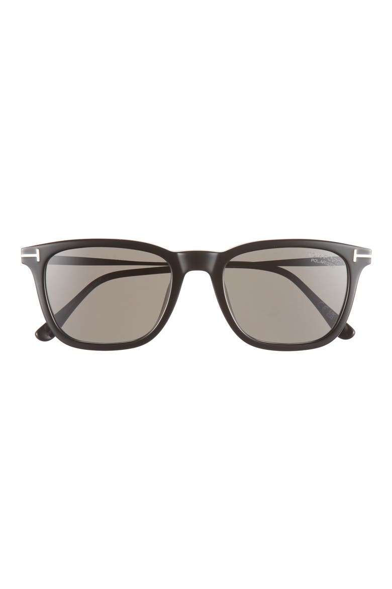 Arnaud 53mm Polarized Square Sunglasses, Main, color, SHINY BLACK / SMOKE POLARIZED