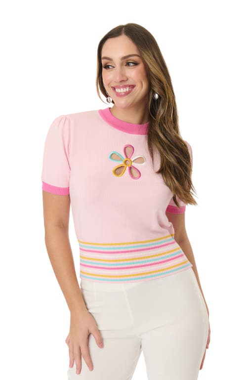 Smak Parlour Flower Cutout Knit Sweater In Pink