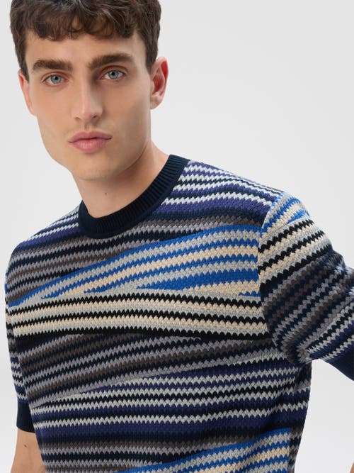 Missoni Short Sleeve T-shirt With Striped Micro Zigzag In Blue