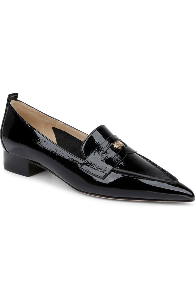 L'AGENCE Maelys Pointed Toe Penny Loafer, Main, color, Black Patent