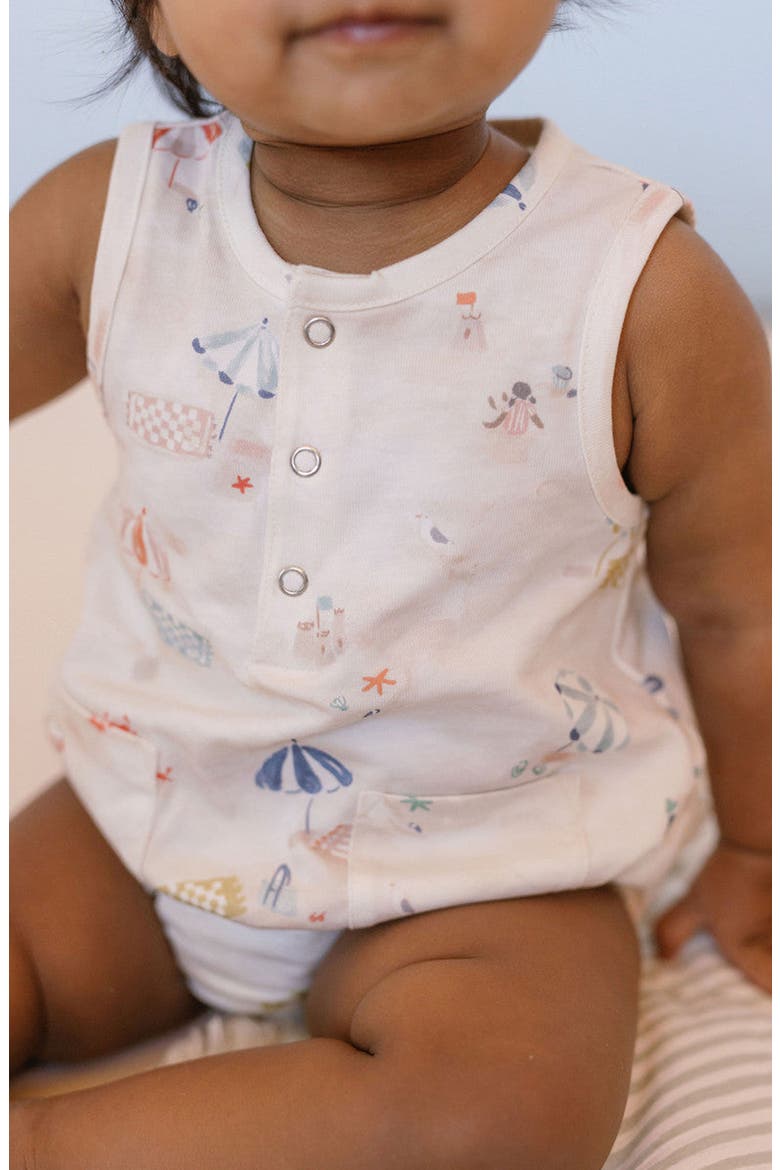 Sleeveless Organic Cotton Bodysuit, Alternate, color, SAND