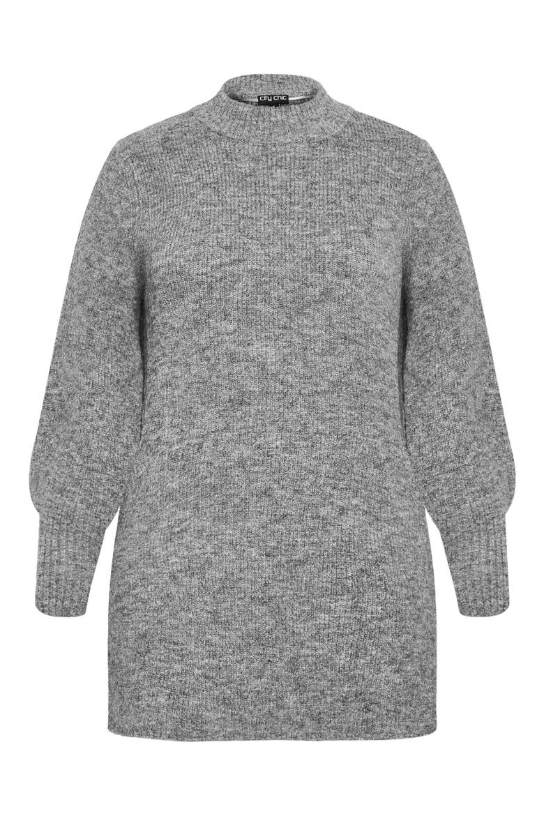 Dallas Rib Mock Neck Longline Sweater, Alternate, color, GREY MARLE