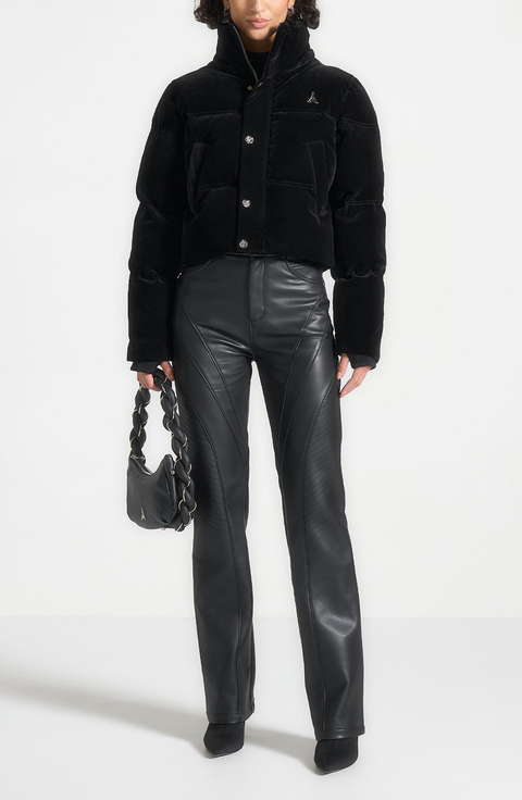 Maeva Velvet Cropped Puffer Jacket