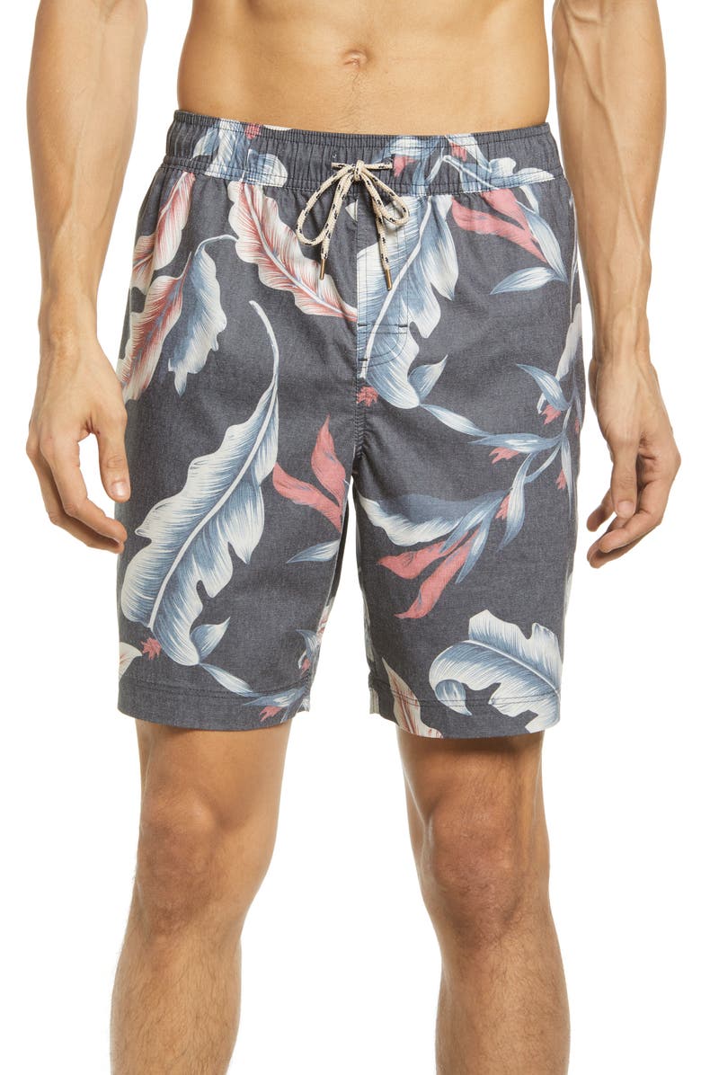 Rails Kian Leaf Print Swim Trunks, Main, color, 