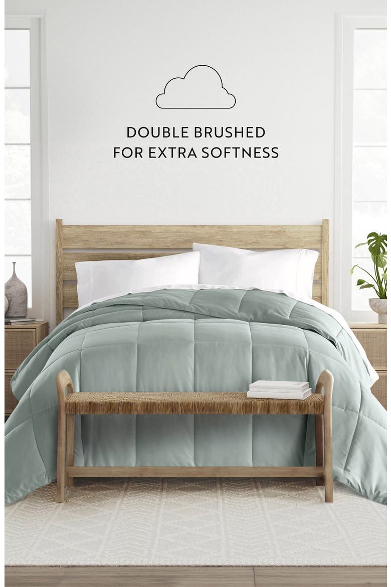 All Season Premium Down Alternative Solid Comforter, Alternate, color, EUCALYPTUS