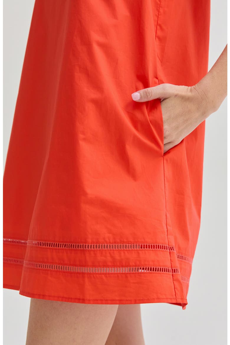 Lattice Trim Poplin Mini Dress, Alternate, color, Burnt Orange
