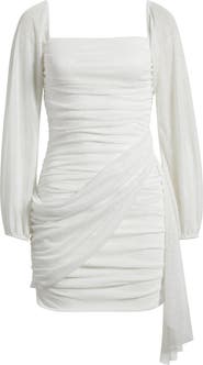 Jump Apparel Metallic Drape Front Long Sleeve Minidress