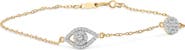 Haus of Brilliance 14K Yellow Gold Plated Silver 1/3 Cttw Diamond Evil Eye Station Bracelet