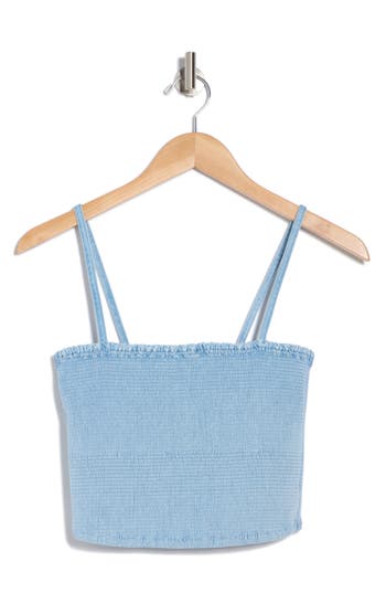 Alice And Olivia Alice + Olivia Penelope Smocked Denim Camisole In Leona Light Blue