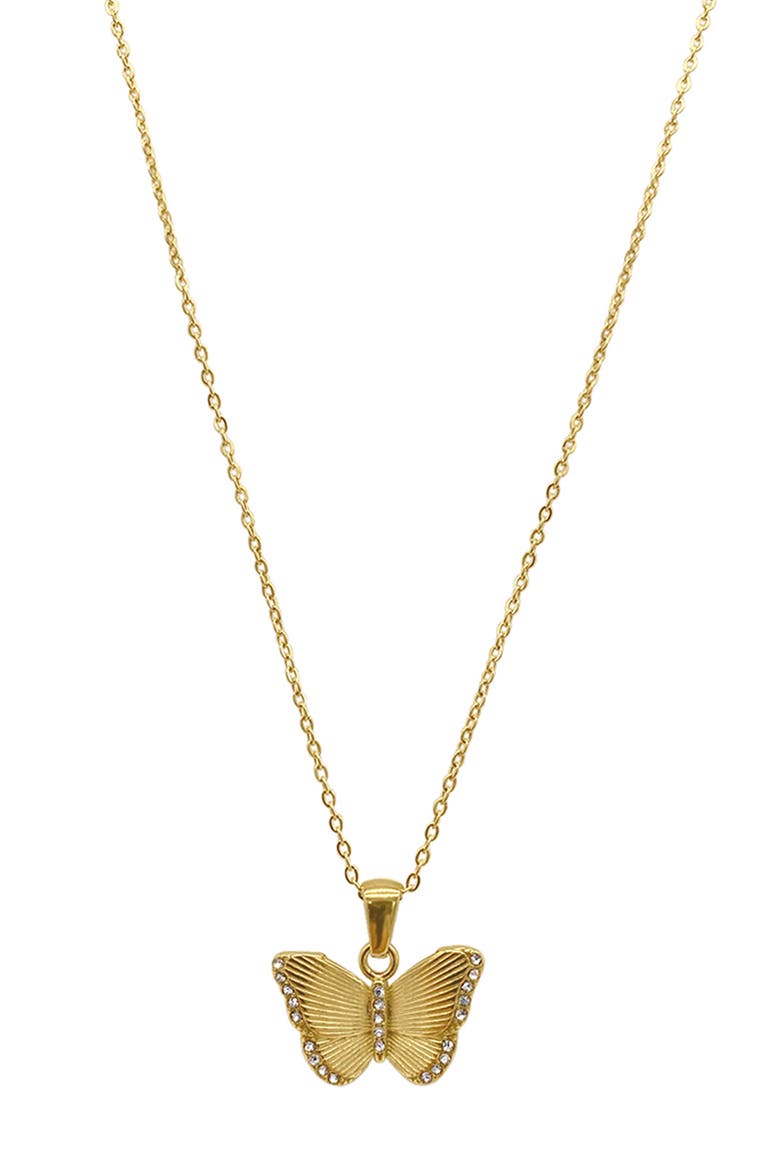 14K Gold Plated Water Resistant Butterfly Pendant Necklace, Main, color, YELLOW