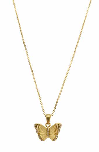 Adornia 14K Gold Plated Water Resistant Butterfly Pendant Necklace