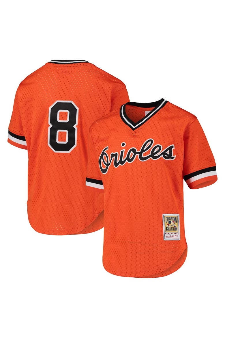 Youth Mitchell & Ness Cal Ripken Jr. Orange Baltimore Orioles Cooperstown Collection Mesh Batting Practice Jersey, Alternate, color, Orange