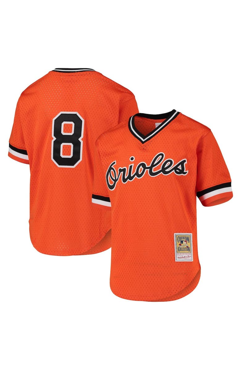 Mitchell & Ness Youth Mitchell & Ness Cal Ripken Jr. Orange Baltimore Orioles Cooperstown Collection Mesh Batting Practice Jersey, Alternate, color, Orange