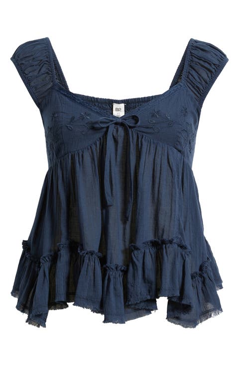 Cap Sleeve Cotton Babydoll Top