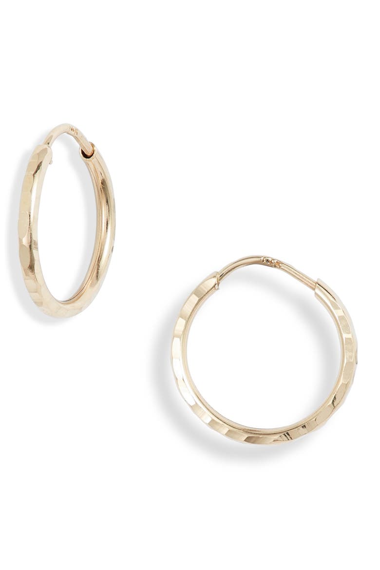 14K Gold Hammered Hoop Earrings (Nordstrom Exclusive), Main, color, YELLOW GOLD