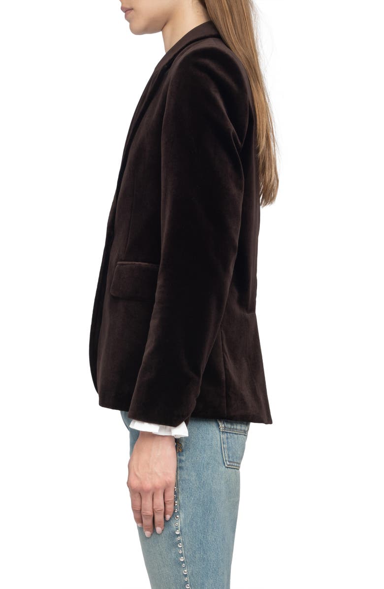 Zadig & Voltaire Vavy Cotton Velveteen Blazer, Alternate, color, Dark Chocolate