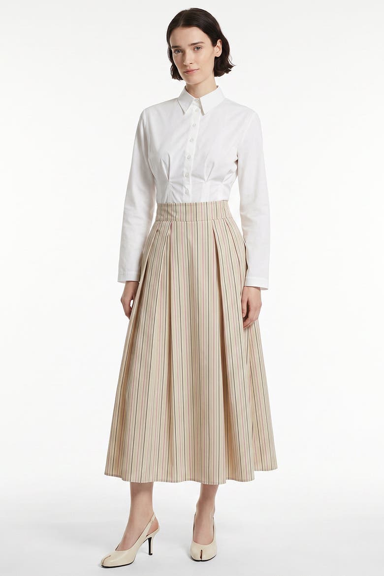 Gace Pleated Pocket Midi Skirt, Alternate, color, Beige