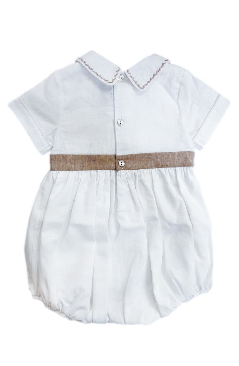 Petite Maison Kids Ashton Linen Romper, Alternate, color, White And Beige