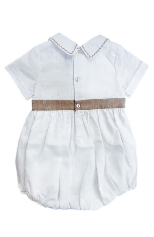 Petite Maison Kids Ashton Linen Romper In White And Beige