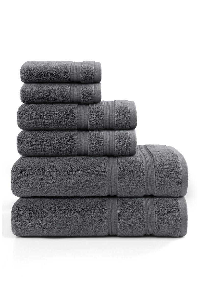 Harborside Terry Towel 6-Piece Towel Set, Main, color, DARK GREY