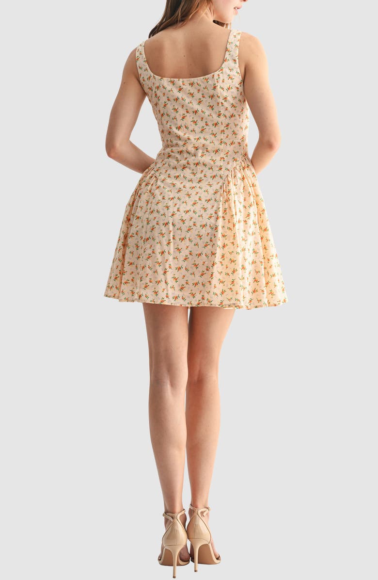 Lush Button Detail Fit & Flare Minidress, Alternate, color, Cream Orange