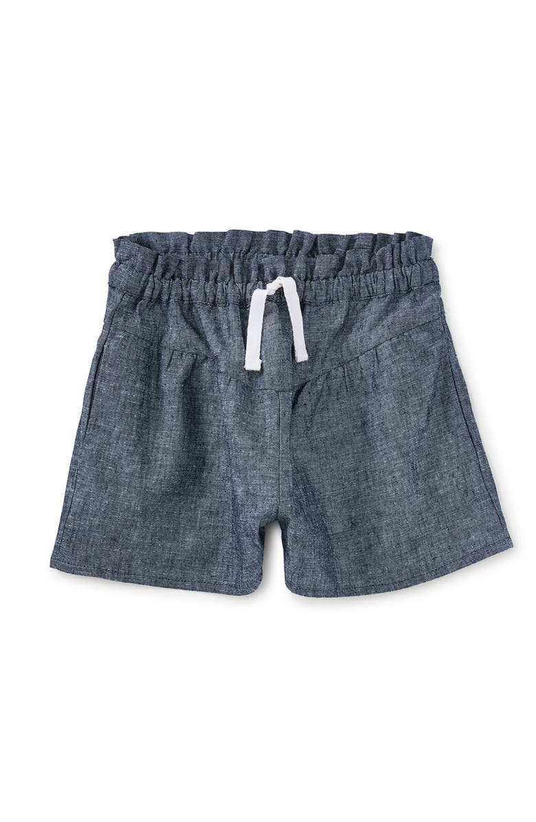 Tea Collection Chambray Flutter Shorts, Main, color, Indigo
