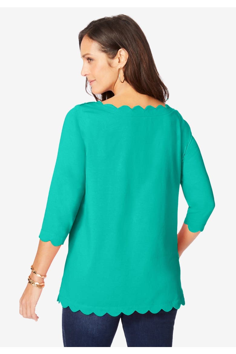 Scallop Boatneck Tunic, Alternate, color, AQUA SEA