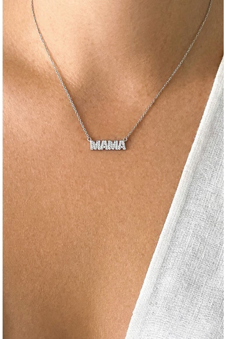 Set of 2 Mama Bar Pendant Necklaces, Alternate, color, SILVER
