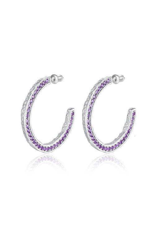 Classicharms Cubic Zirconia Molten C Hoop Earrings In Silver