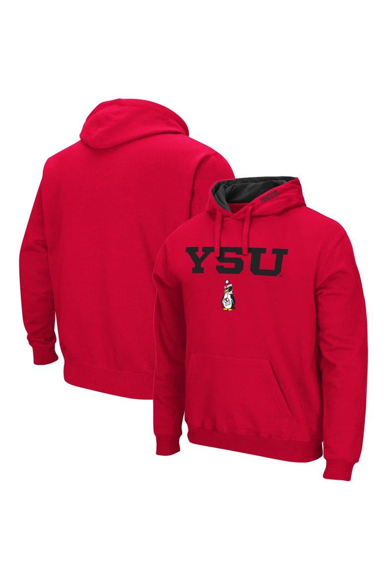 Men's Colosseum Red Youngstown State Penguins Arch and Logo Pullover Hoodie, Main, color, Red
