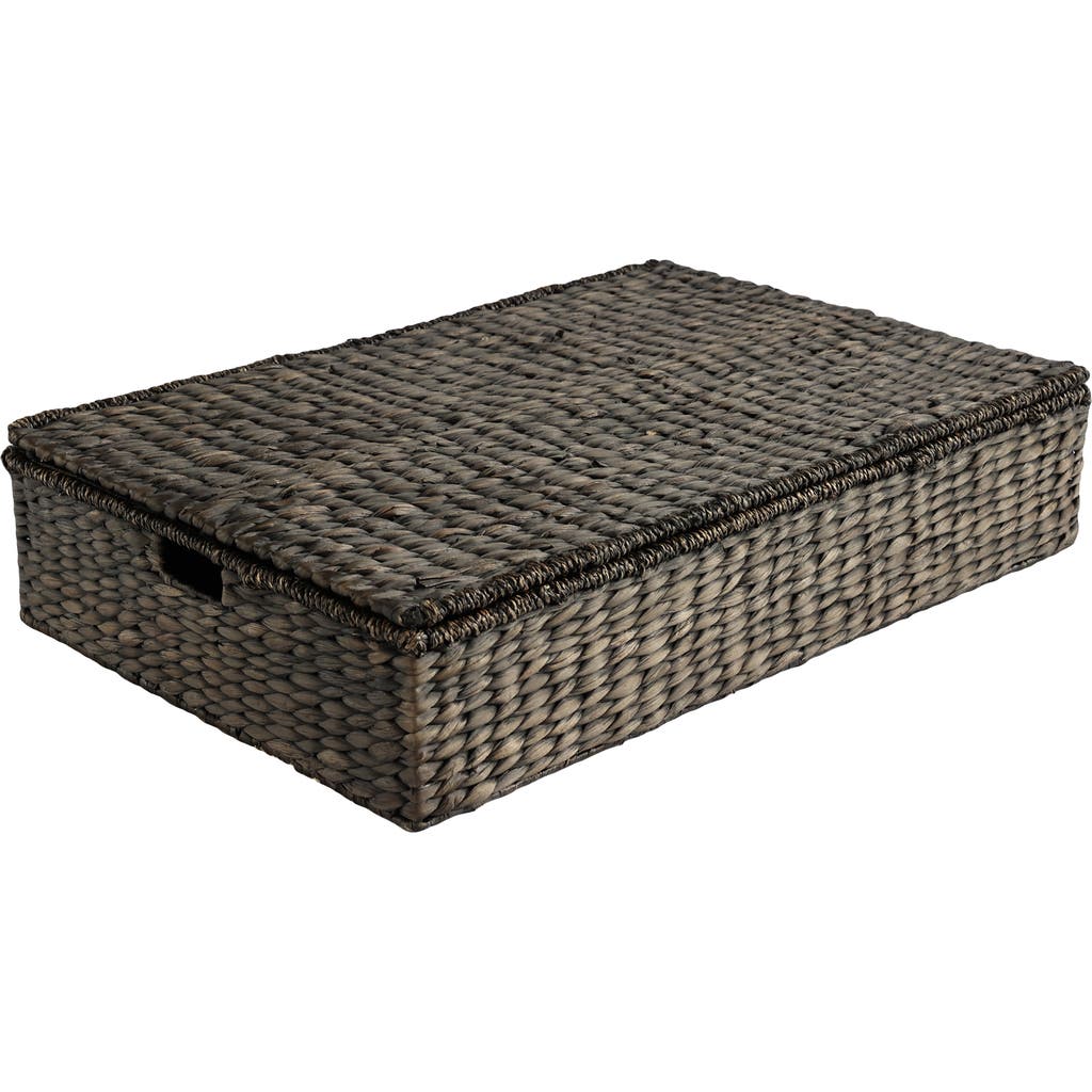 Happimess Holden 30" Classic Costal Hand-woven Hyacinth Wicker Under Bed Storage Basket With Lid In Brown
