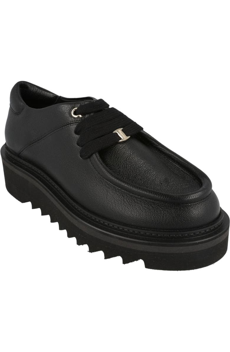 FERRAGAMO Euripilo Moc Toe Leather Loafer, Main, color, Black