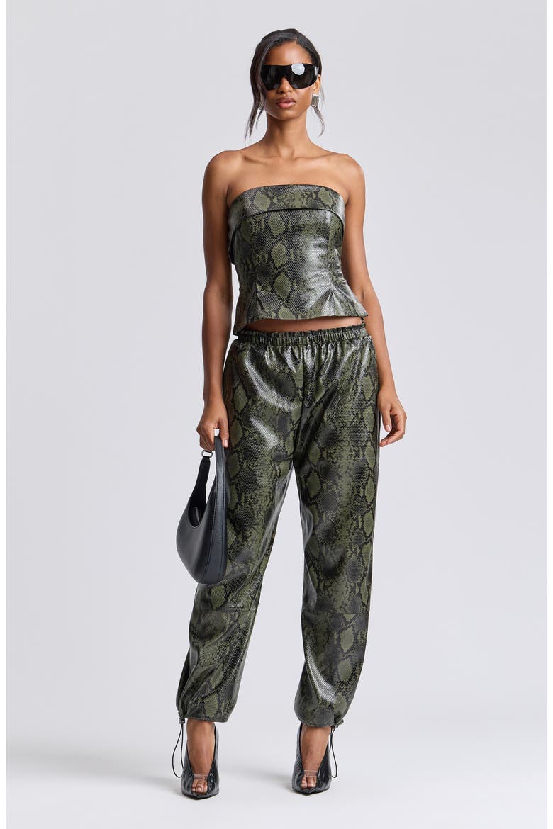 Python Embossed Faux Leather Balloon Pants, Alternate, color, GREEN PYTHON