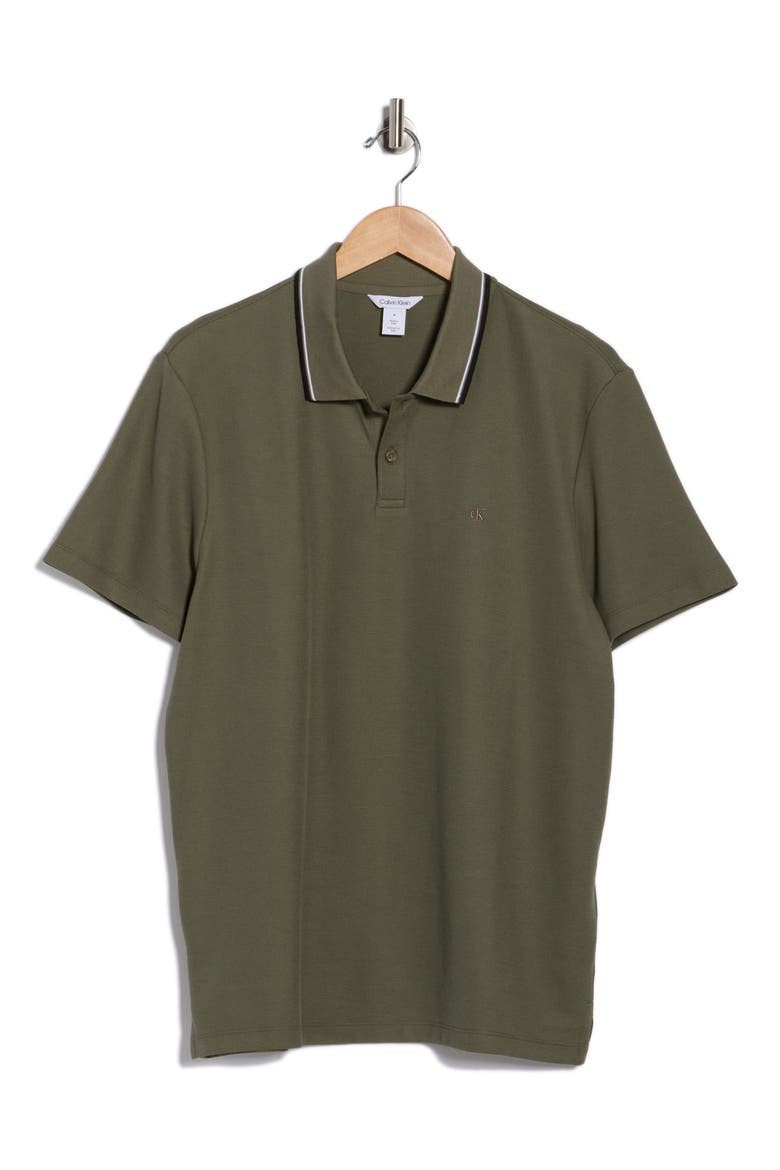 Tipped Collar Cotton Blend Polo, Alternate, color, DUSTY OLIVE
