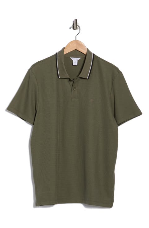 Tipped Collar Cotton Blend Polo