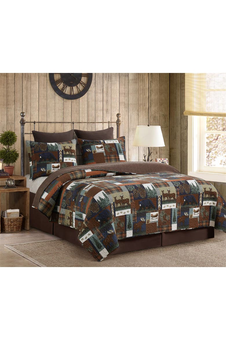 Rutherford Breeze Rustic Lodge Cotton Quilt  - Reversible and Machine Washable, Alternate, color, Blue