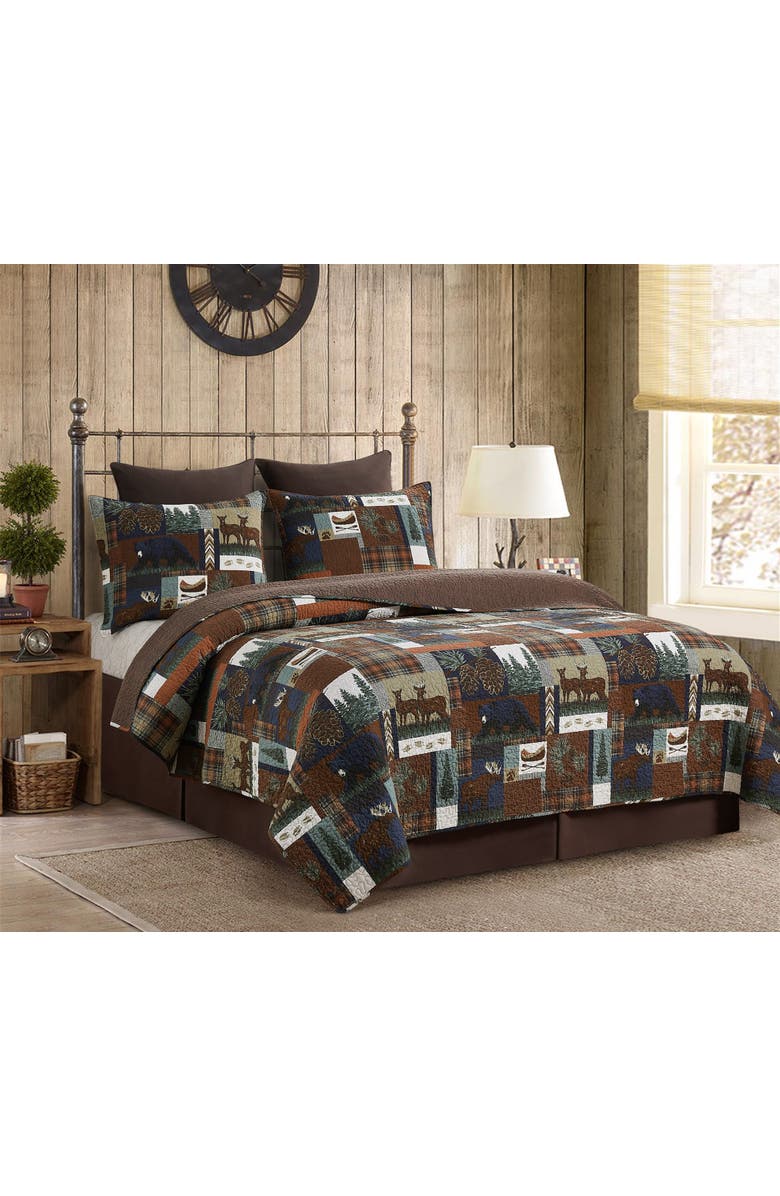 C&F Home Rutherford Breeze Rustic Lodge Cotton Quilt  - Reversible and Machine Washable, Alternate, color, Blue