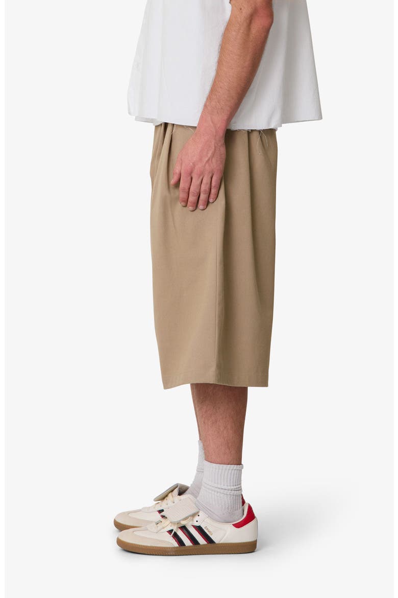 Baggy Fit Pleated Cotton Twill Shorts, Alternate, color, KHAKI