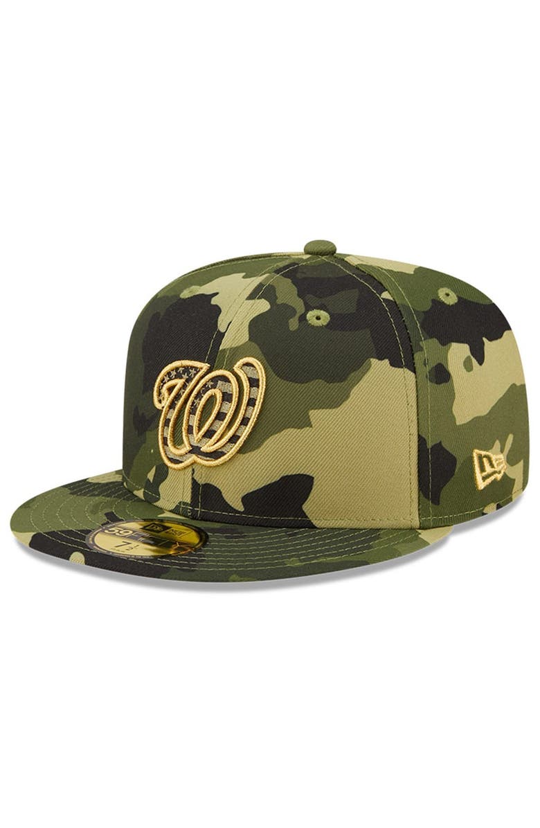 New Era Men's New Era Camo Washington Nationals 2022 Armed Forces Day On-Field 59FIFTY Fitted Hat, Alternate, color,