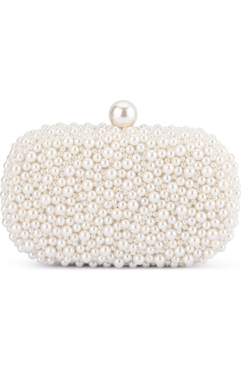Olga Berg Valentina Faux Pearl Clutch, Main, color, Pearl/ Silver