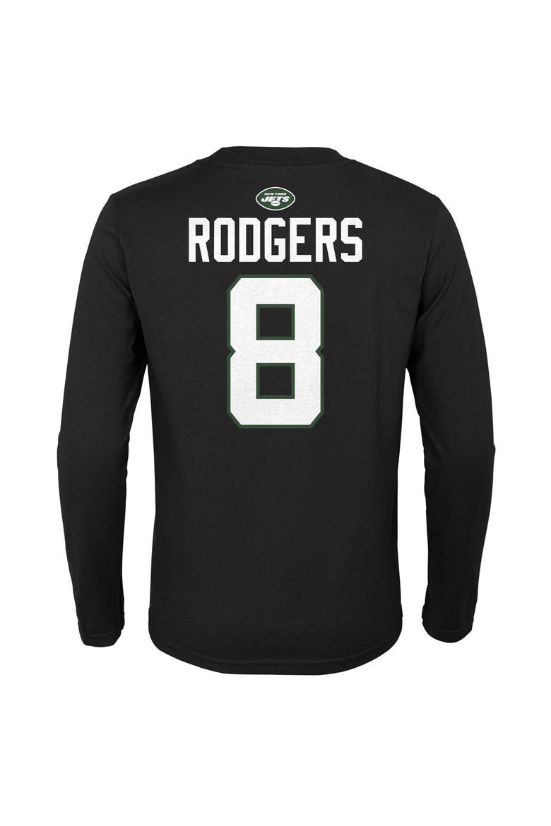 Youth Aaron Rodgers Black New York Jets Mainliner Player Name & Number Long Sleeve T-Shirt, Alternate, color, Black