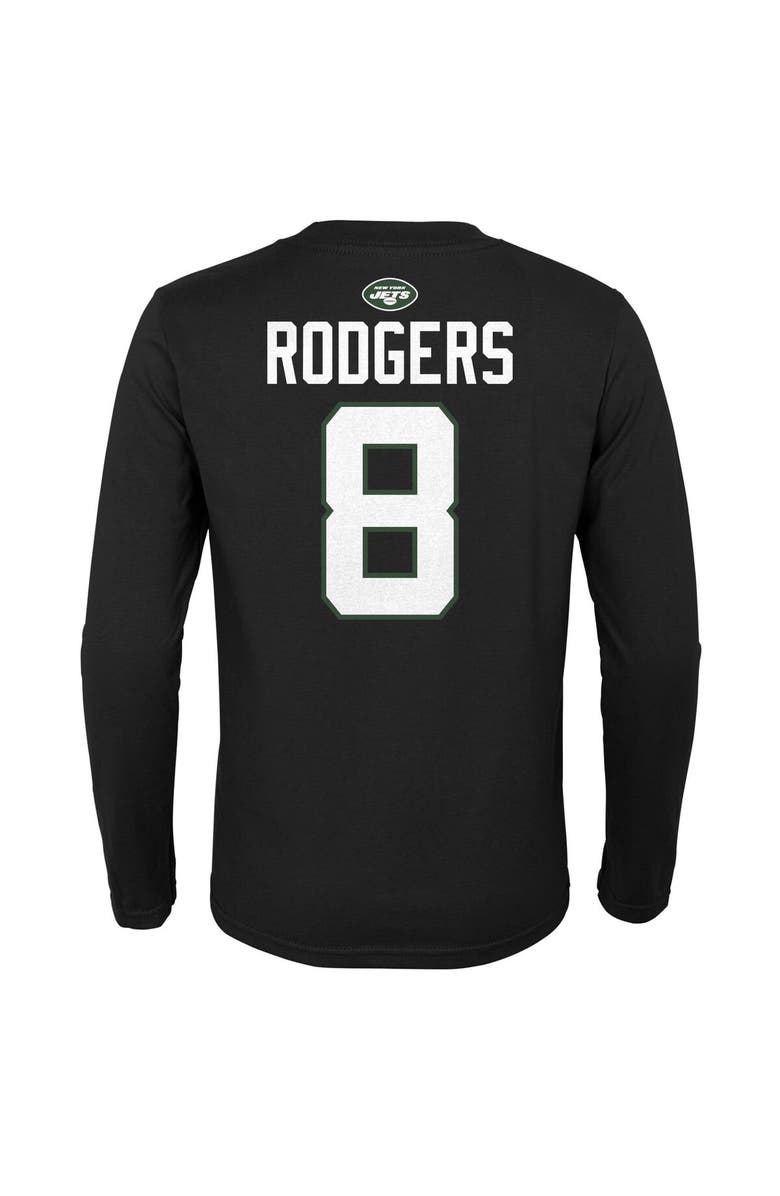 Outerstuff Youth Aaron Rodgers Black New York Jets Mainliner Player Name & Number Long Sleeve T-Shirt, Alternate, color, 