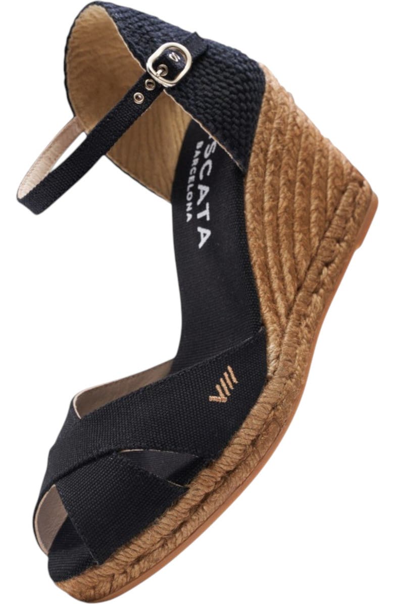 VISCATA Aiguablava Canvas Espadrille Sandal Wedges, Alternate, color, Black