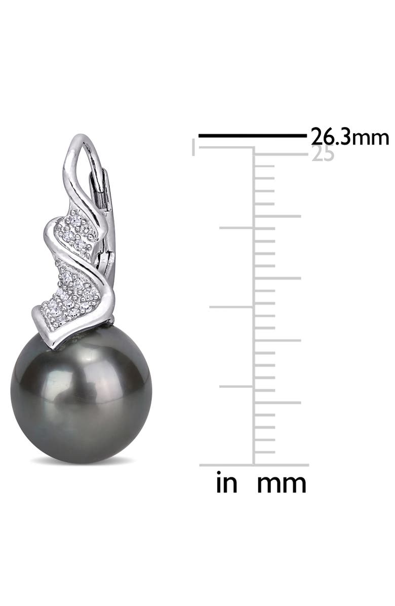 Julianna B. Tahitian Pearl & Diamond Leverback Earrings, Alternate, color, Tahitian Pearl