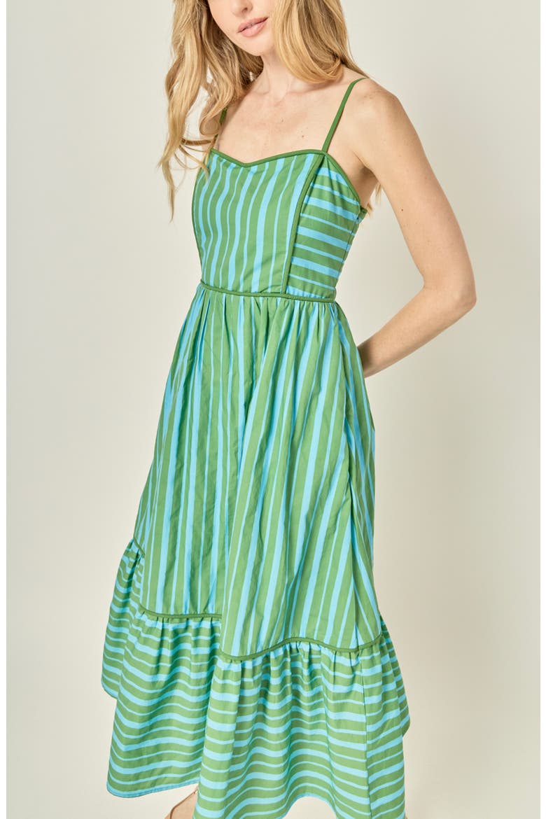 Striped Cotton Maxi Dress, Alternate, color, GREEN/ BLUE STRIPE